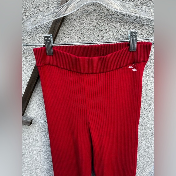 Alo Denim Knit High-Waist Flare Pant Bold Red/Dark Bold Red NEW - Picture 4 of 7